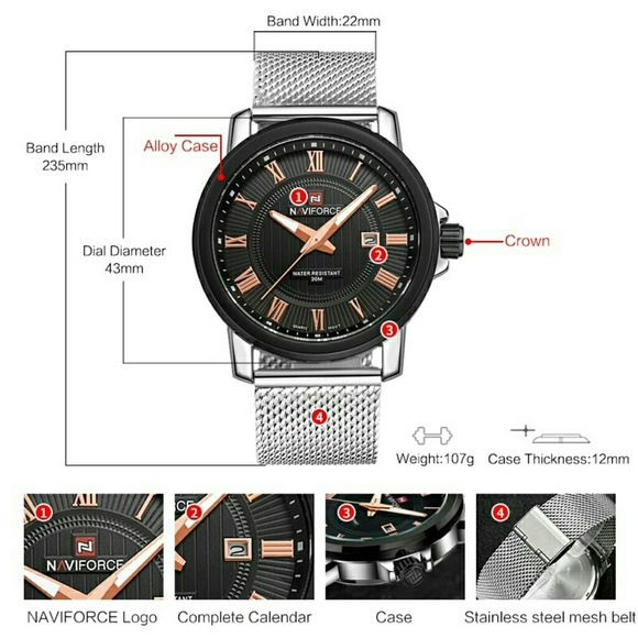 1 LEFT! NWT MEN'S WATERPROOF STAINLESS STEEL WATCH - Picture 6 of 8